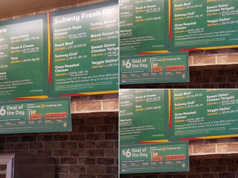 Subway Menu