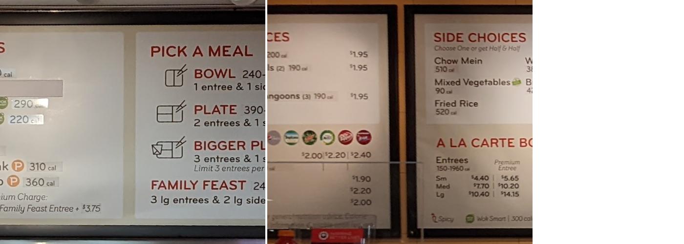 Panda Express Menu
