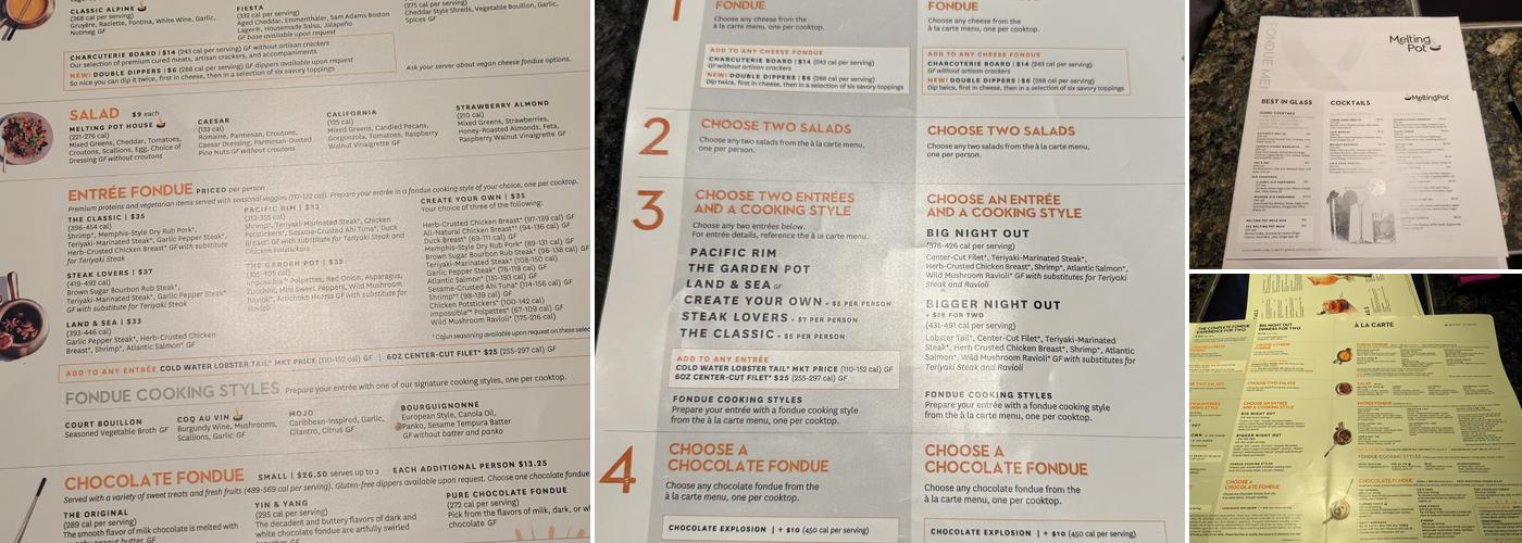 The Melting Pot Menu