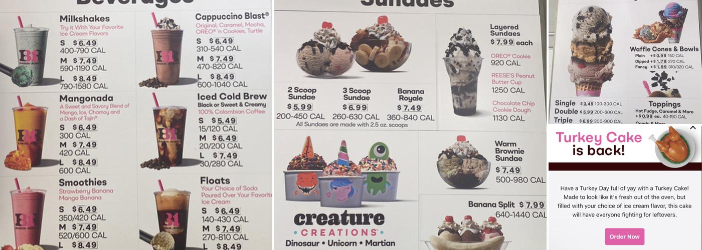 Baskin Robbins Menu