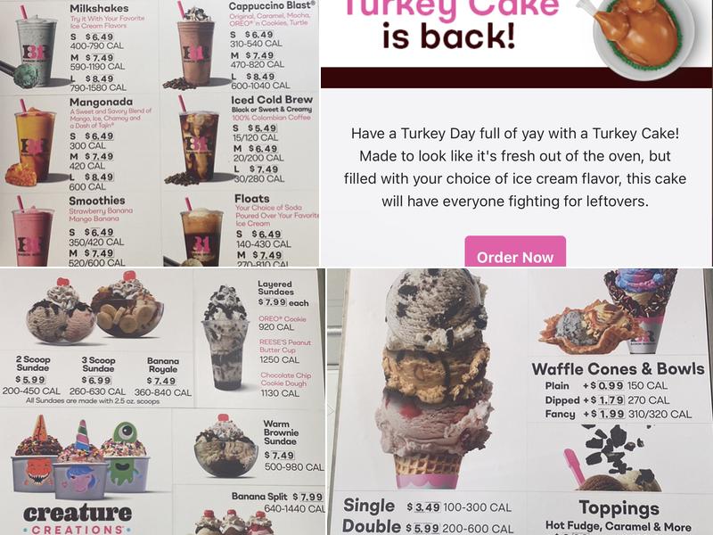Baskin Robbins Menu