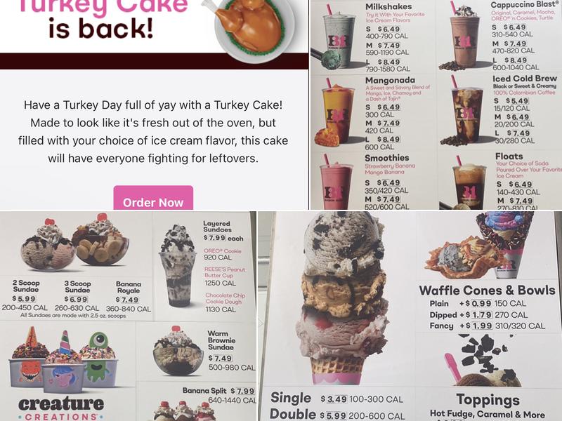 Baskin Robbins Menu
