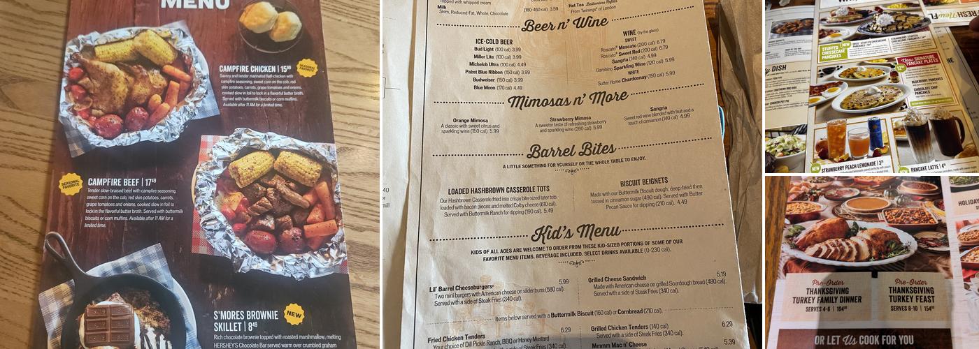 Cracker Barrel Old Country Store Menu