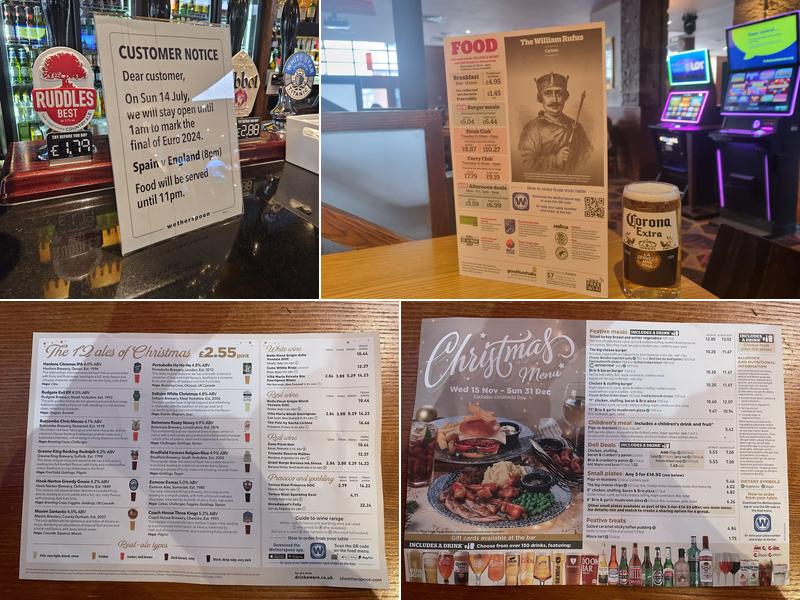 The William Rufus - JD Wetherspoon Menu