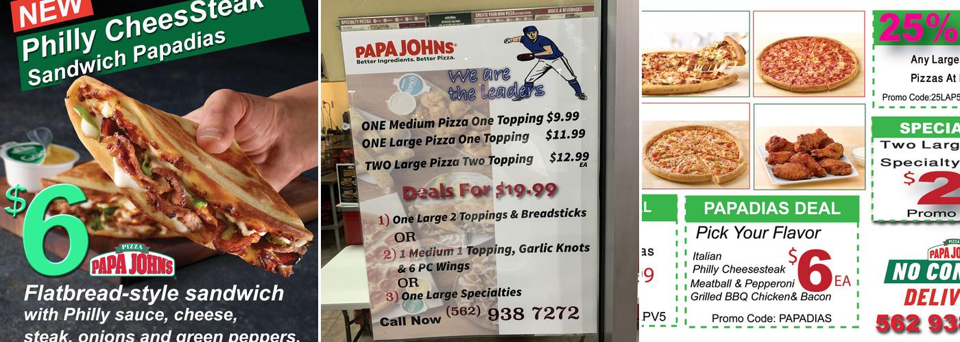 Papa Johns Pizza Menu