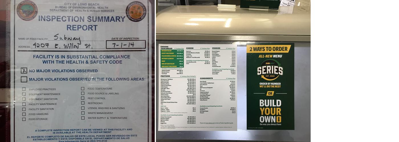 Subway Menu