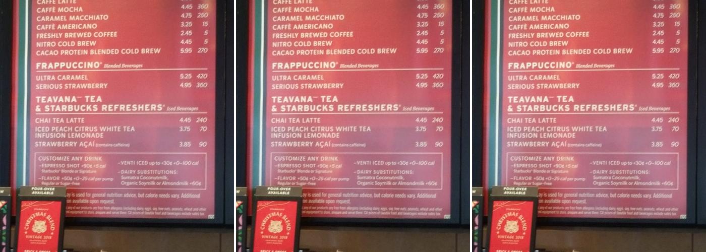 Starbucks Menu