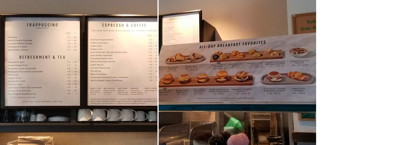 Starbucks Coffee Company Menu