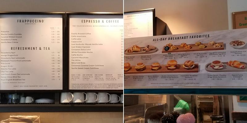 Starbucks Coffee Company Menu