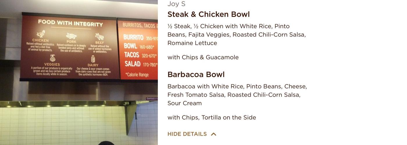 Chipotle Mexican Grill Menu