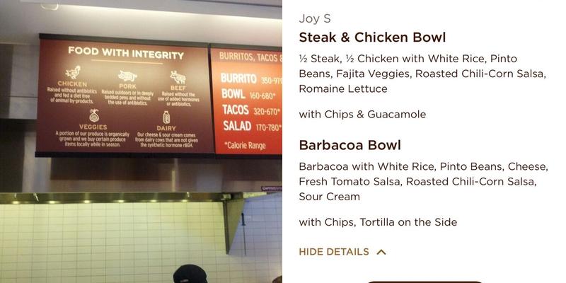Chipotle Mexican Grill Menu