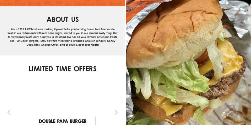 A&W Restaurant Menu