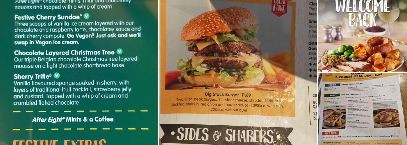 Barrow In Furness Brewers Fayre Menu