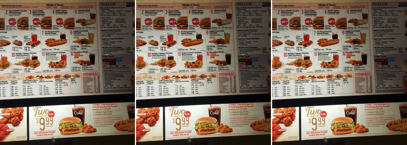 Sonic Drive-In Menu