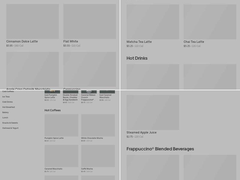 Starbucks Coffee Company Menu