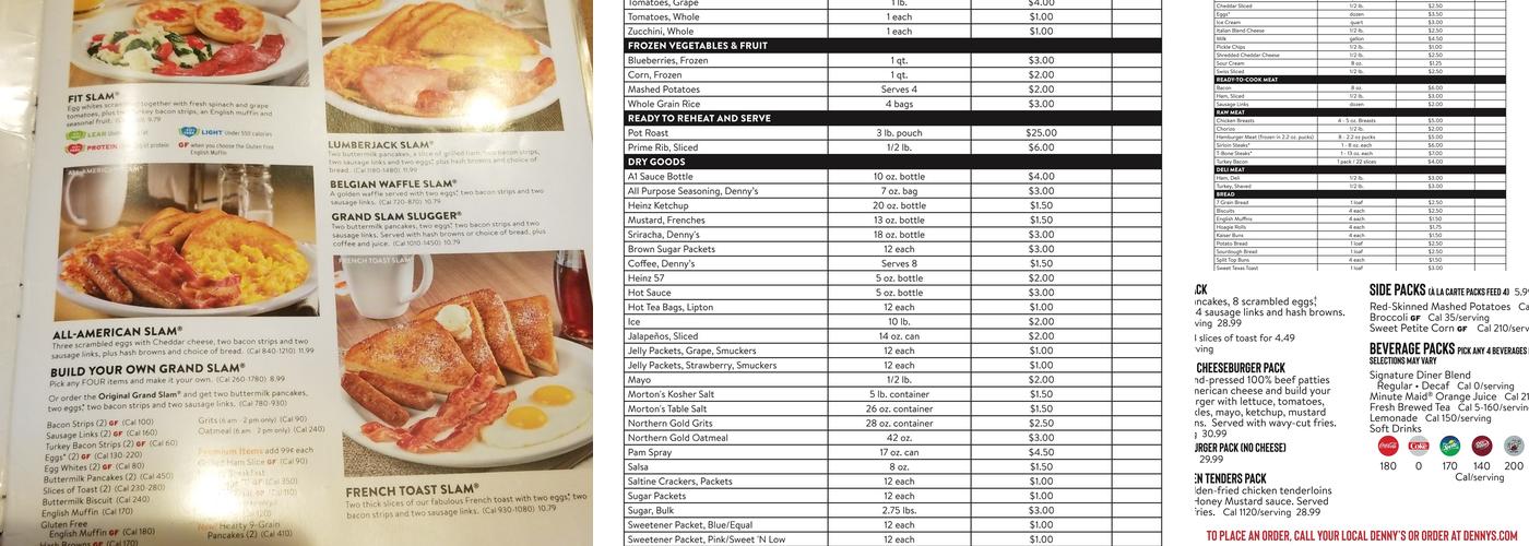 Denny's Restaurant Menu