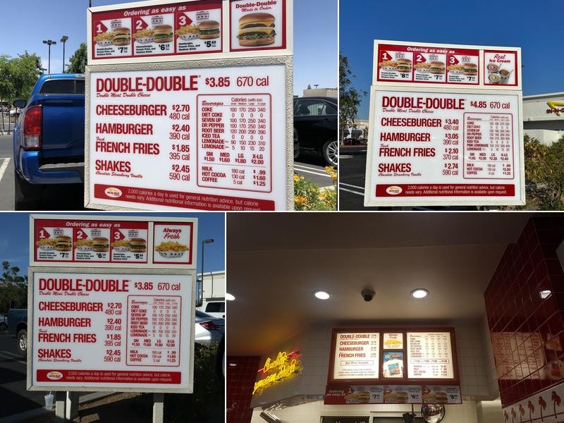 In-N-Out Burger Menu