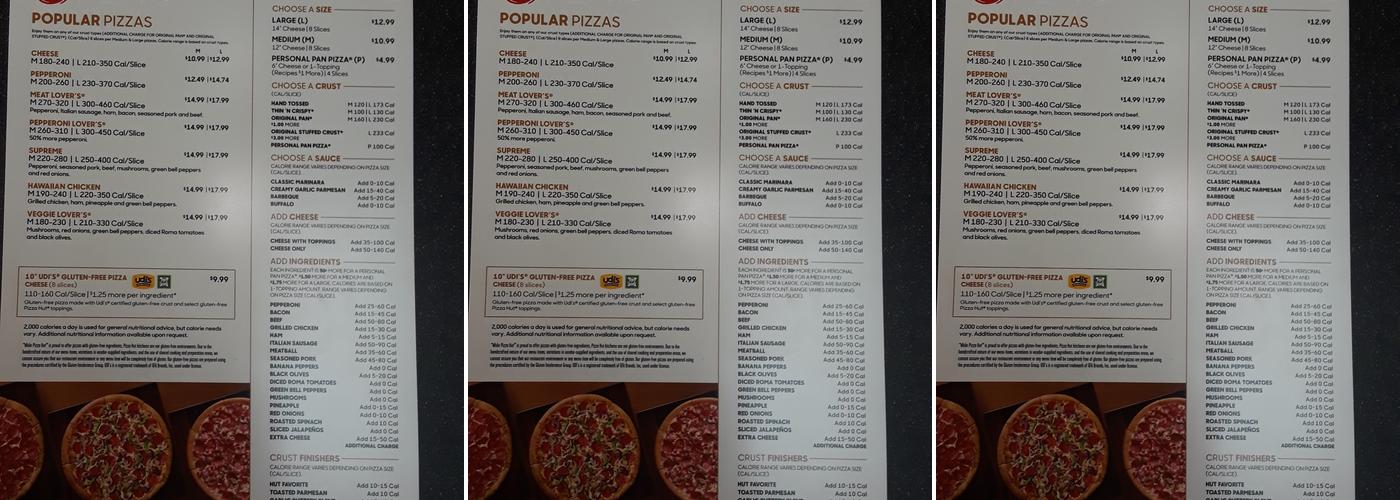 Pizza Hut Menu