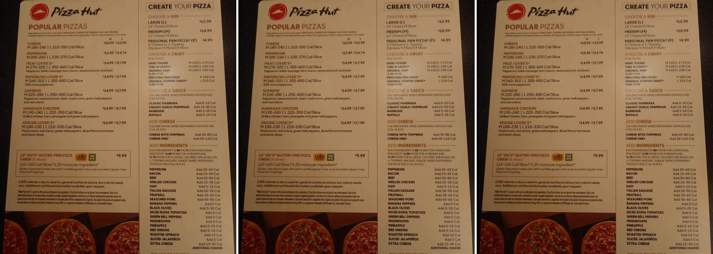 Pizza Hut Menu