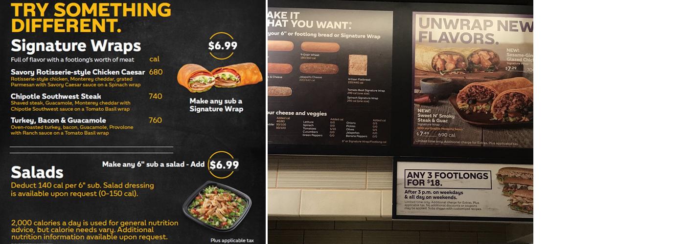 Subway Menu