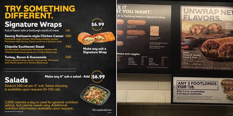 Subway Menu