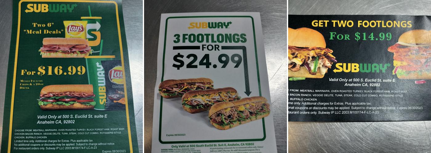 Subway Menu
