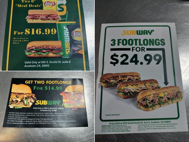 Subway Menu