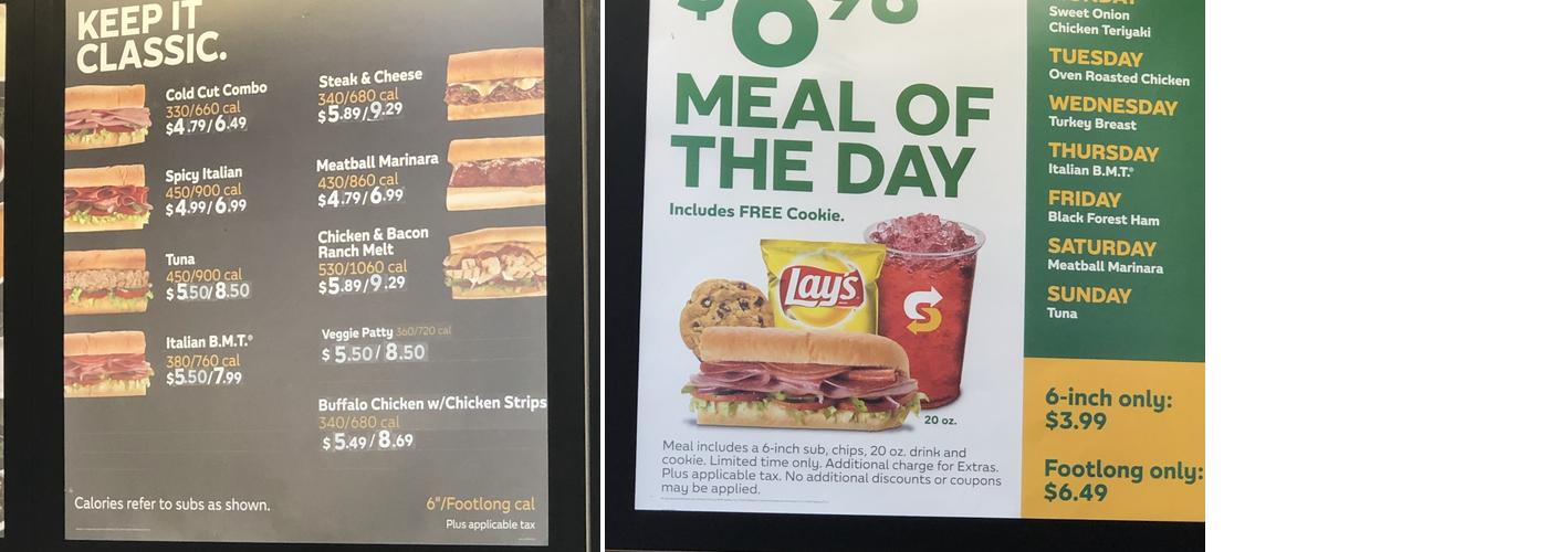 Subway Menu