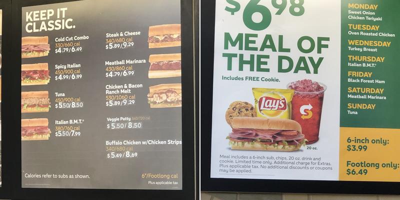 Subway Menu