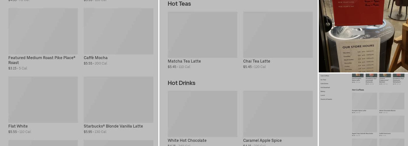 Starbucks Coffee Company Menu