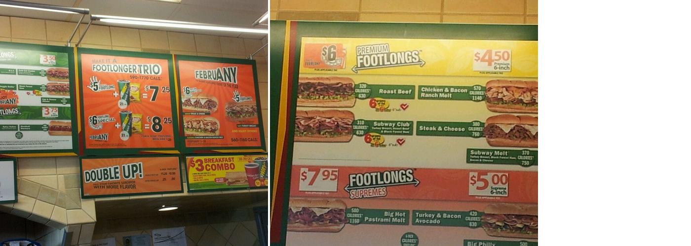 Subway Menu