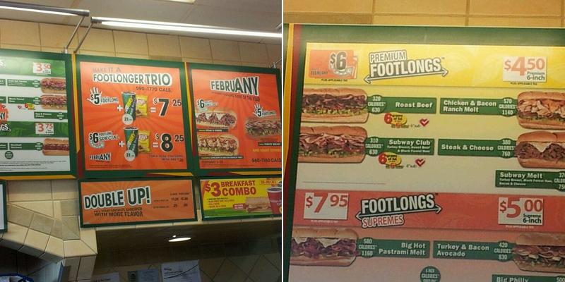 Subway Menu