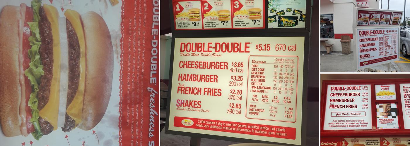 In-N-Out Burger Menu