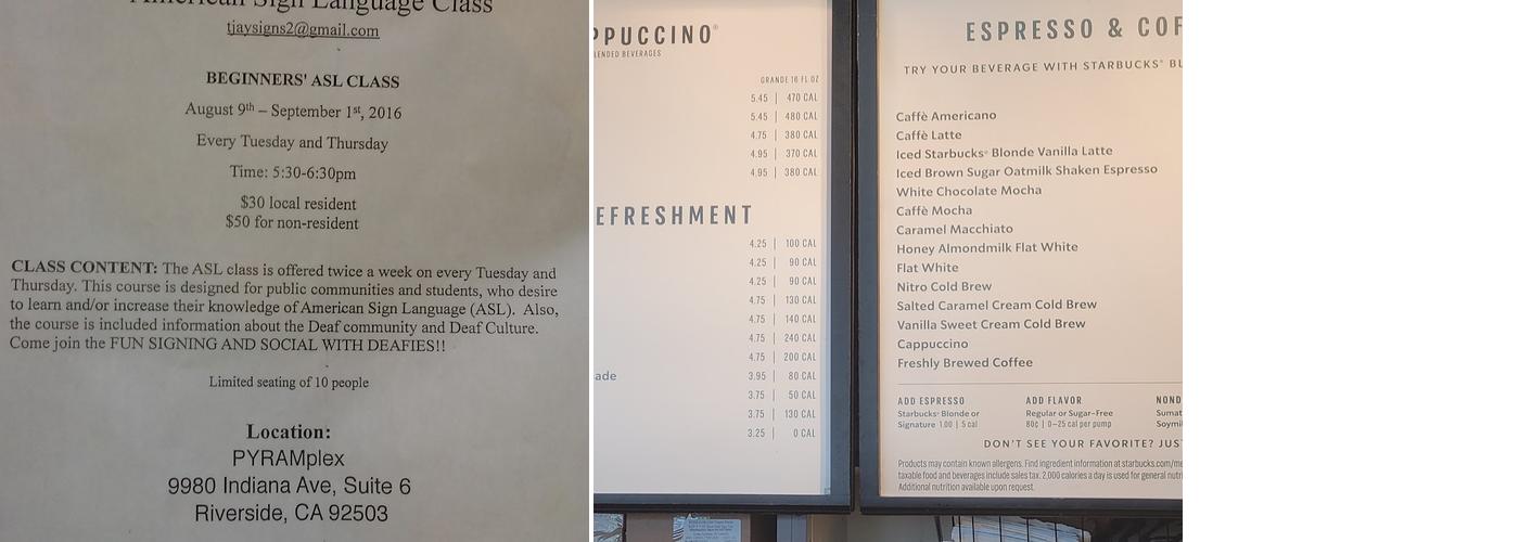Starbucks Coffee Company Menu