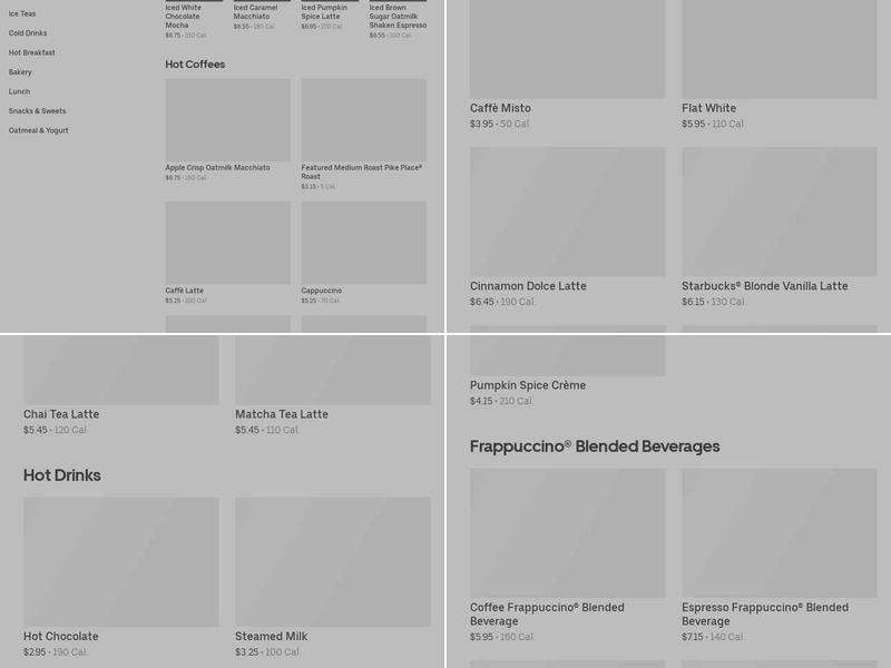Starbucks Coffee Company Menu