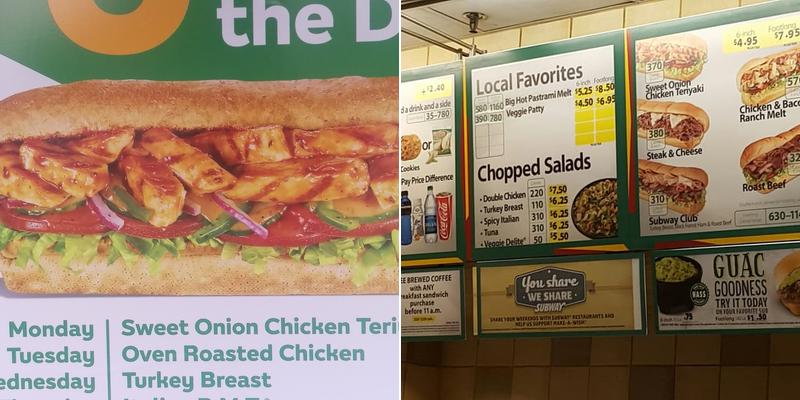 Subway Menu