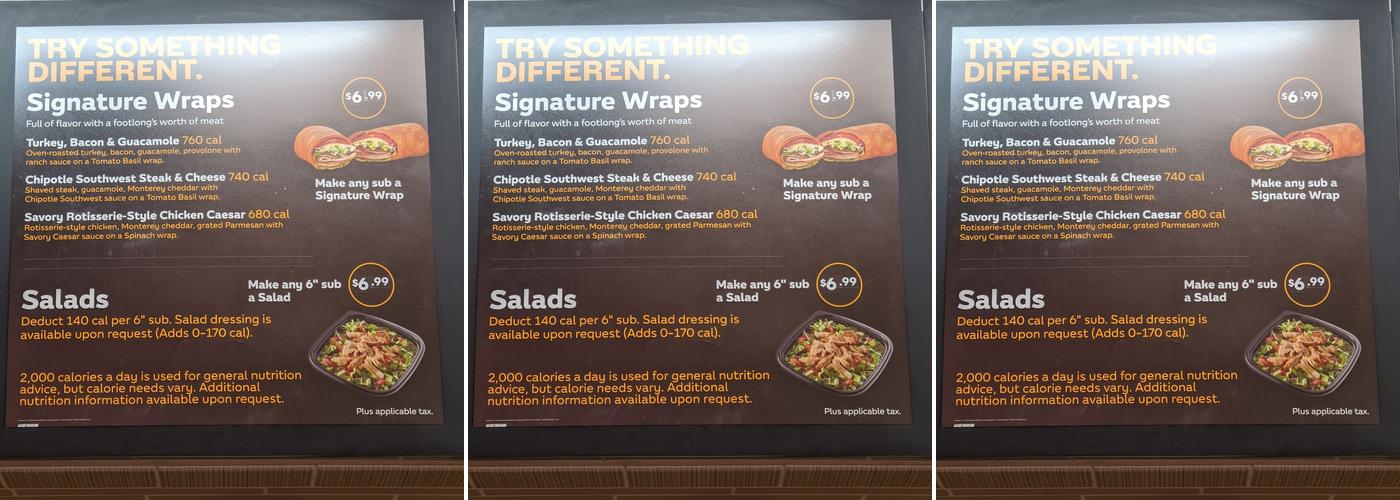 Subway Menu