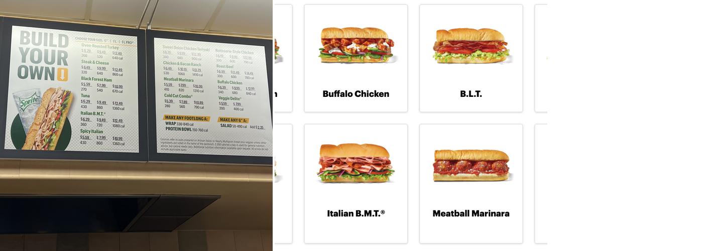Subway Menu