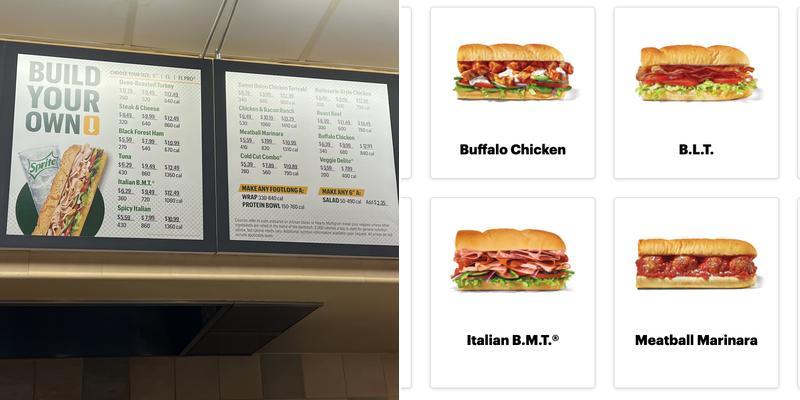 Subway Menu