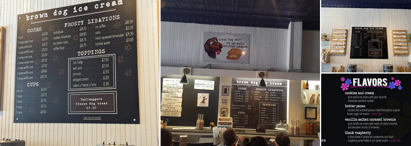 Brown Dog Ice Cream Menu
