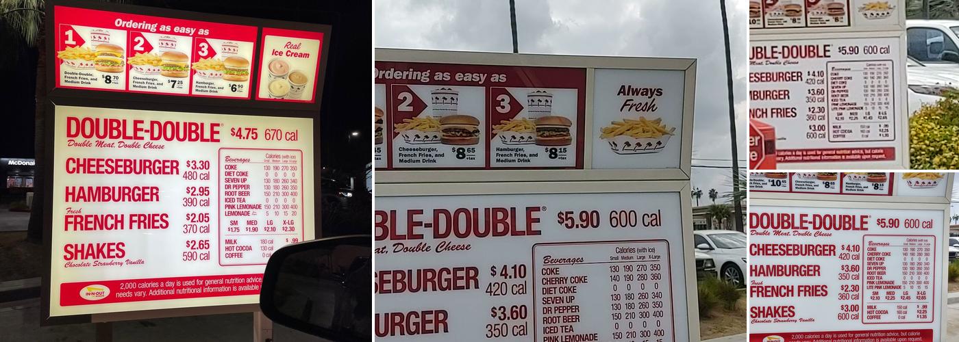 In-N-Out Burger Menu