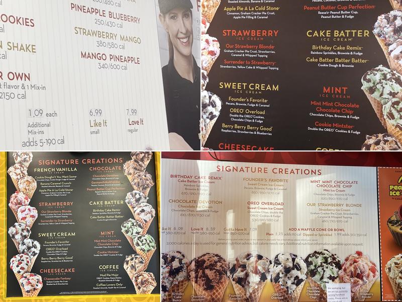 Cold Stone Creamery Menu