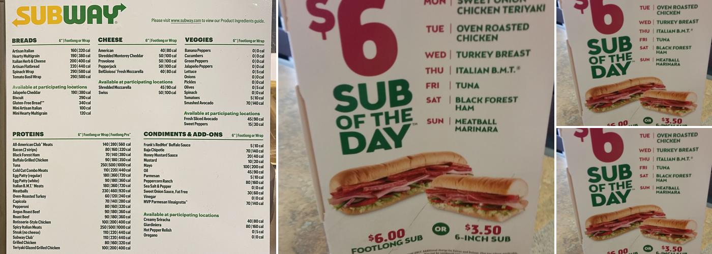 Subway Menu