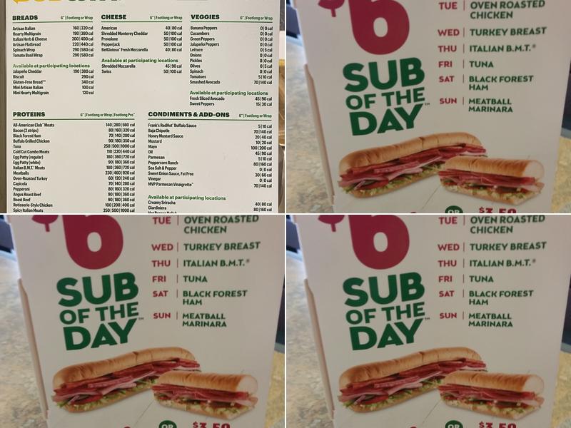 Subway Menu