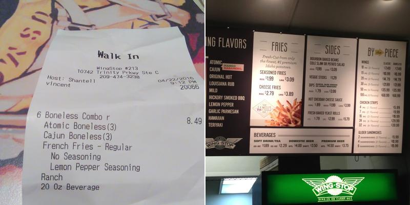 Wingstop Menu