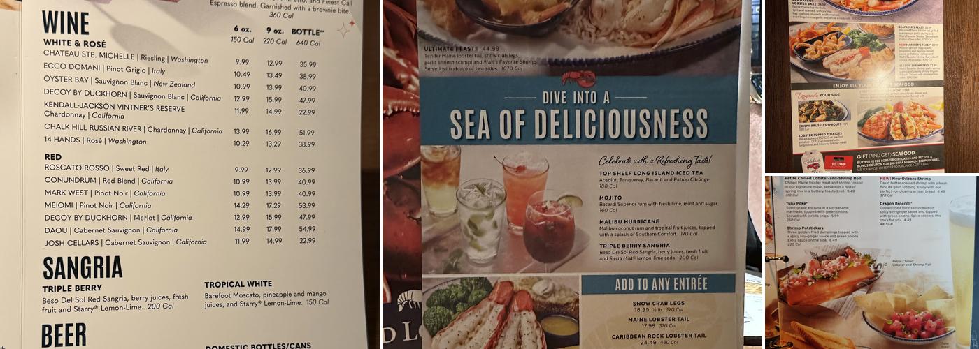 Red Lobster Menu