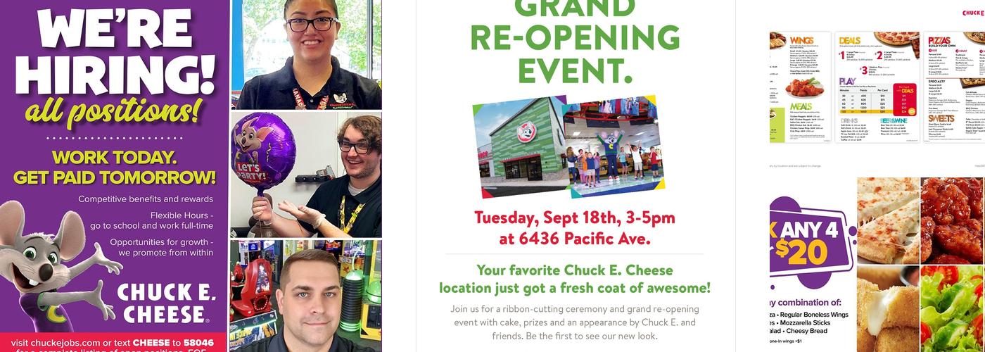 Chuck E. Cheese Menu