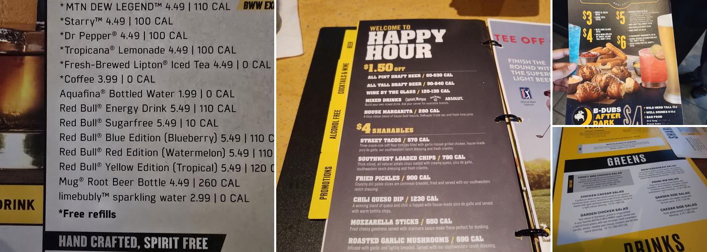 Buffalo Wild Wings Menu
