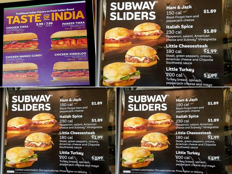 Subway Menu