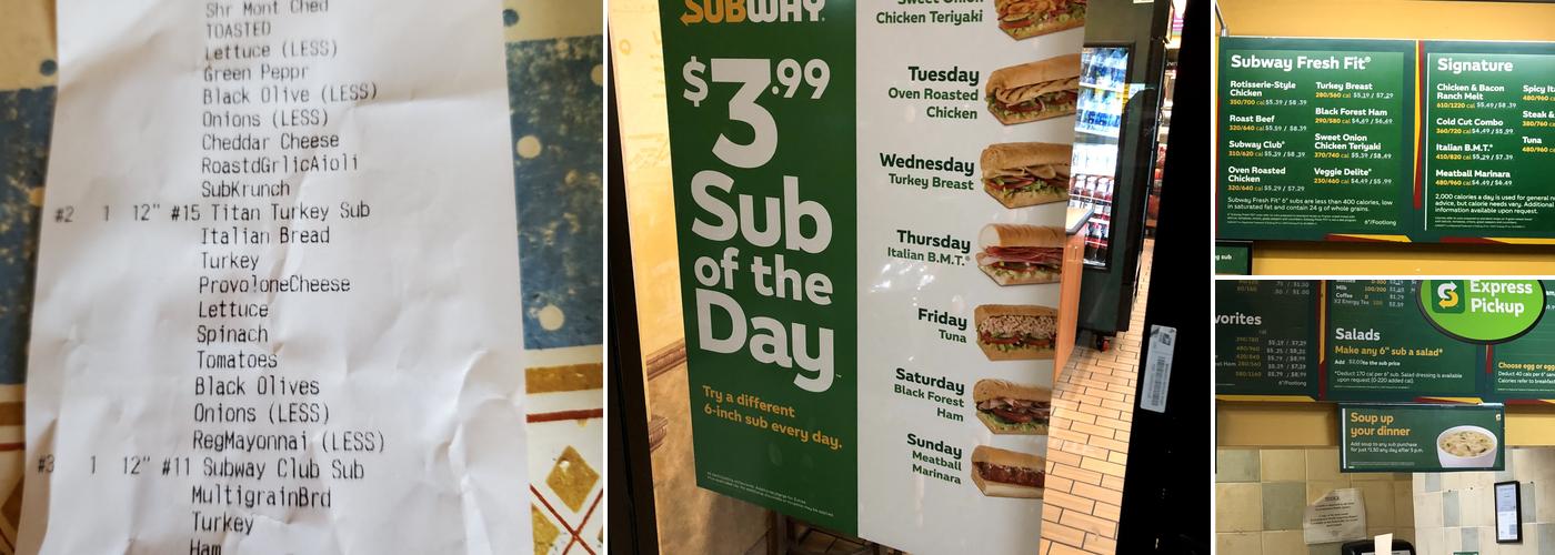 Subway Menu